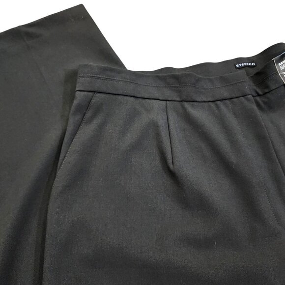 Avenue Womens Plus Size Black Pants Flat Front Straight Leg Stretch Waist 18Tall - Picture 8 of 16